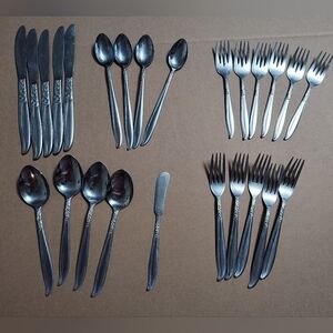 25 Piece Acsons Stainless Flatware MCM Dignity Pattern 4Tbls, 4tsp, 5 DF, 6 SF